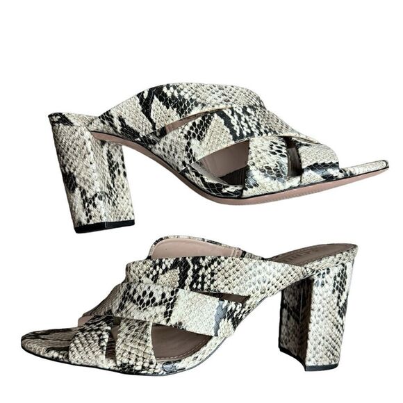 Schutz | Embossed‎ Animal Print Sandals w/ Heels | Mules Size 9 - Picture 1 of 10